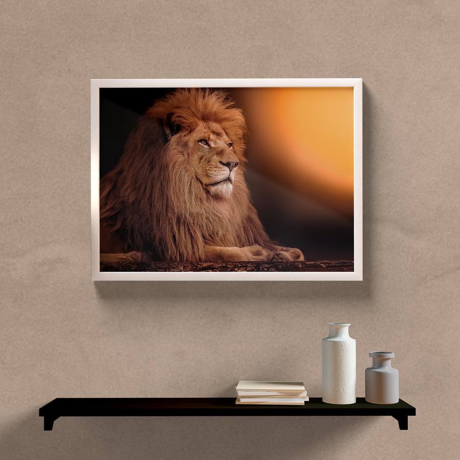 Quadro Decorativo Leão II - detalhe da moldura e acabamento