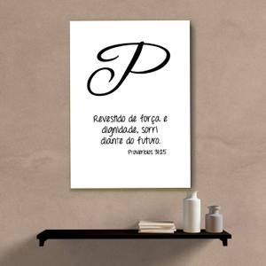 Quadro Decorativo Letra no Nome com frase bíblica  personalizado - quadro decorativo em ambiente decorado