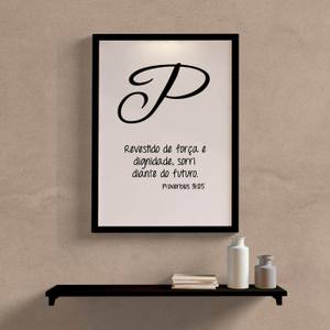 Quadro Decorativo Letra no Nome com frase bíblica  personalizado - detalhe da moldura e acabamento
