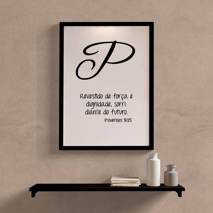 Quadro Decorativo Letra no Nome com frase bíblica  personalizado - detalhe da moldura e acabamento