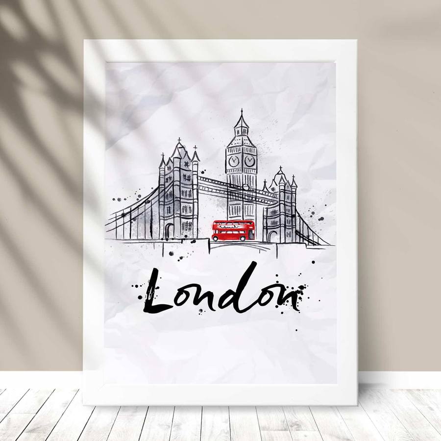 Quadro Decorativo London - detalhe da moldura e acabamento