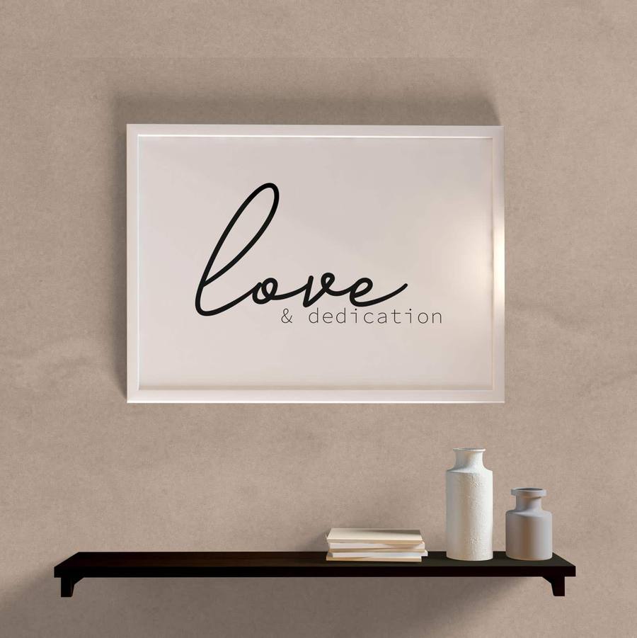 Quadro Decorativo Love & Dedication - detalhe da moldura e acabamento