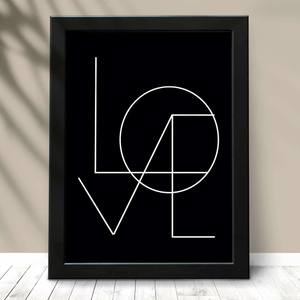 Quadro Decorativo Love Preto - detalhe da moldura e acabamento