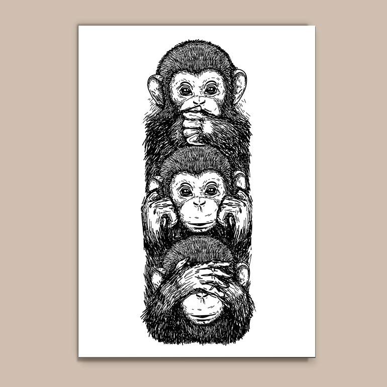 Quadro Decorativo Macacos - quadro decorativo em ambiente decorado