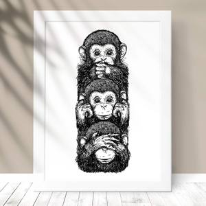 Quadro Decorativo Macacos - detalhe da moldura e acabamento