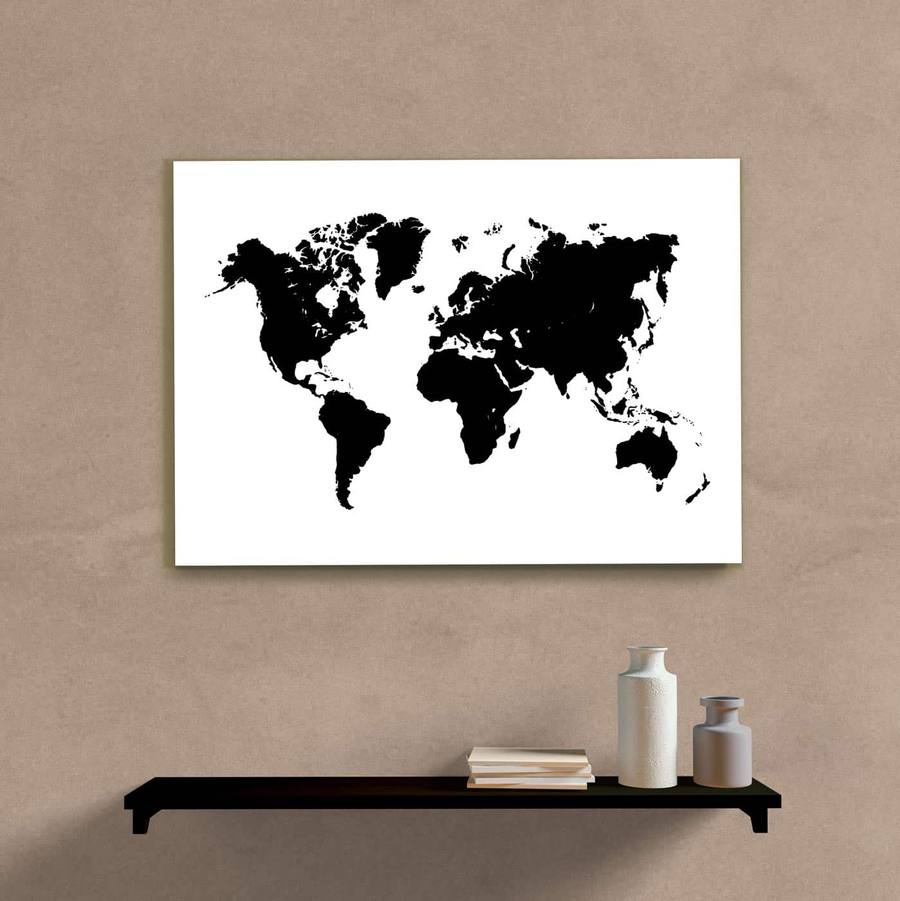 Quadro Decorativo Mapa P&B - quadro decorativo em ambiente decorado