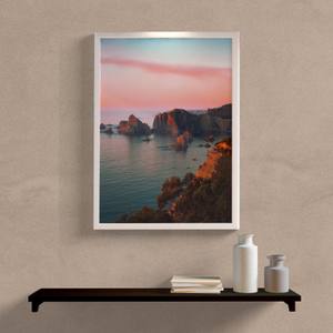 Quadro Decorativo Mar com Céu Rose - detalhe da moldura e acabamento