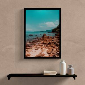 Quadro Decorativo Mar com Pedras - detalhe da moldura e acabamento