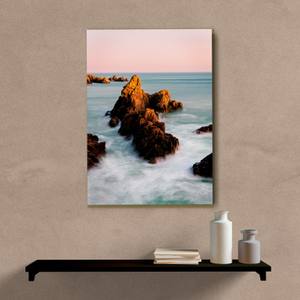 Quadro Decorativo Mar com Rochas Sunset - quadro decorativo em ambiente decorado