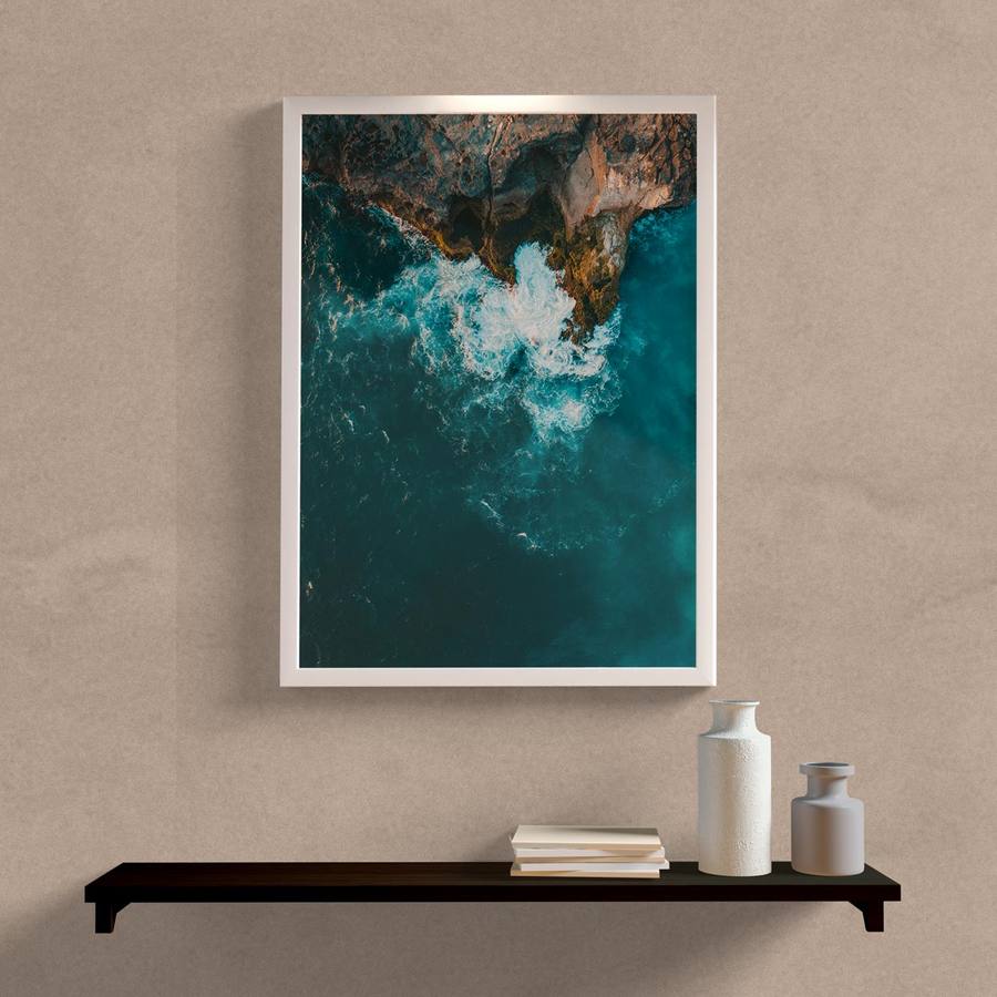 Quadro Decorativo Mar IV - detalhe da moldura e acabamento