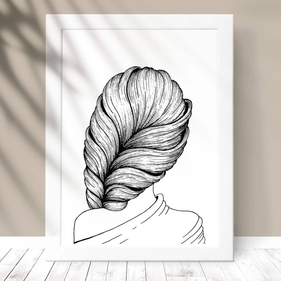 Quadro Decorativo Menina - detalhe da moldura e acabamento