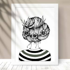 Quadro Decorativo Menina - detalhe da moldura e acabamento
