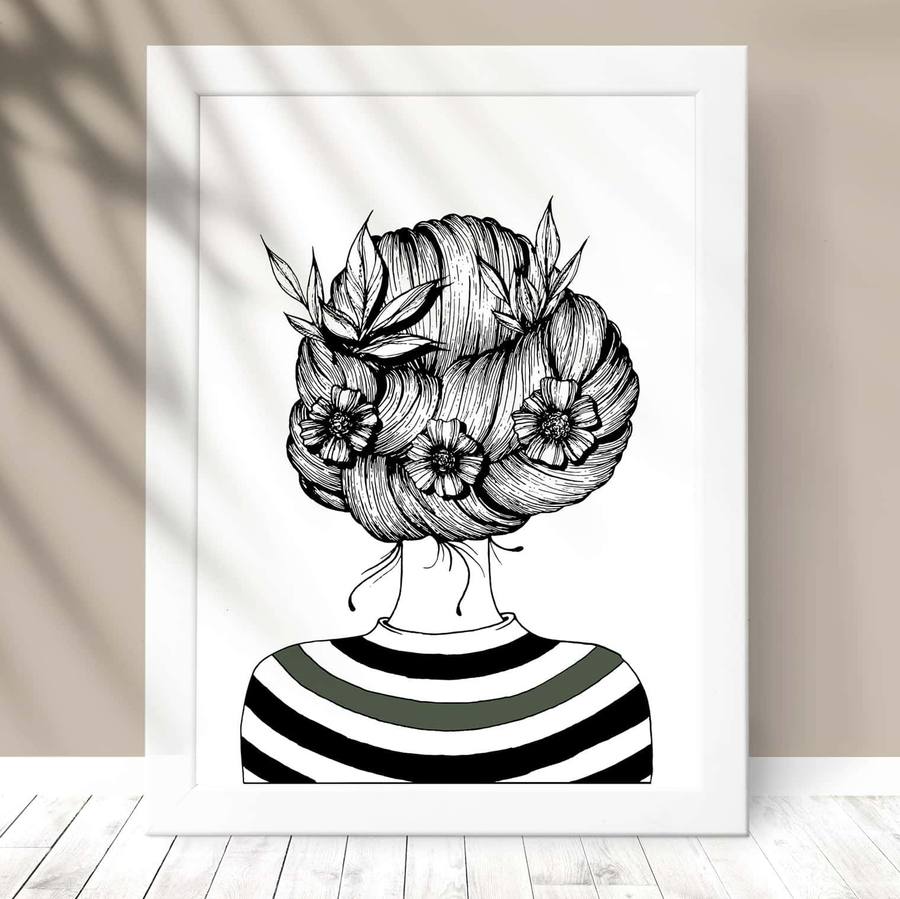 Quadro Decorativo Menina - detalhe da moldura e acabamento