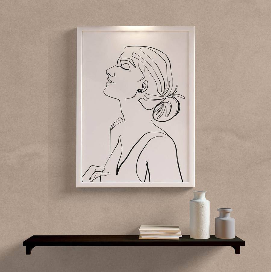 Quadro Decorativo Minimalista Mulher - detalhe da moldura e acabamento