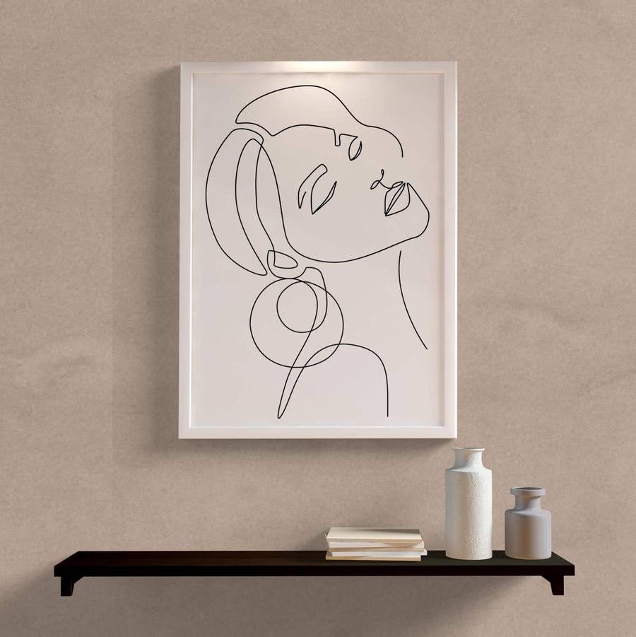 Quadro Decorativo Minimalista Mulher II - detalhe da moldura e acabamento