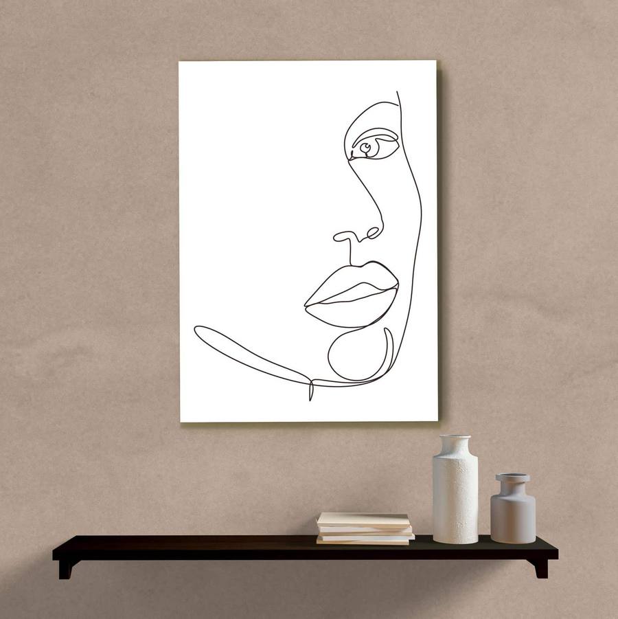Quadro Decorativo Minimalista Mulher Rosto - quadro decorativo em ambiente decorado