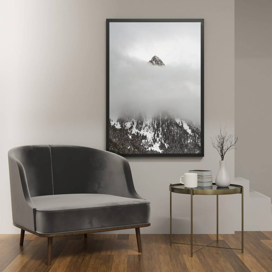 Quadro Decorativo Montanha Na Neve - vista aproximada da impressão