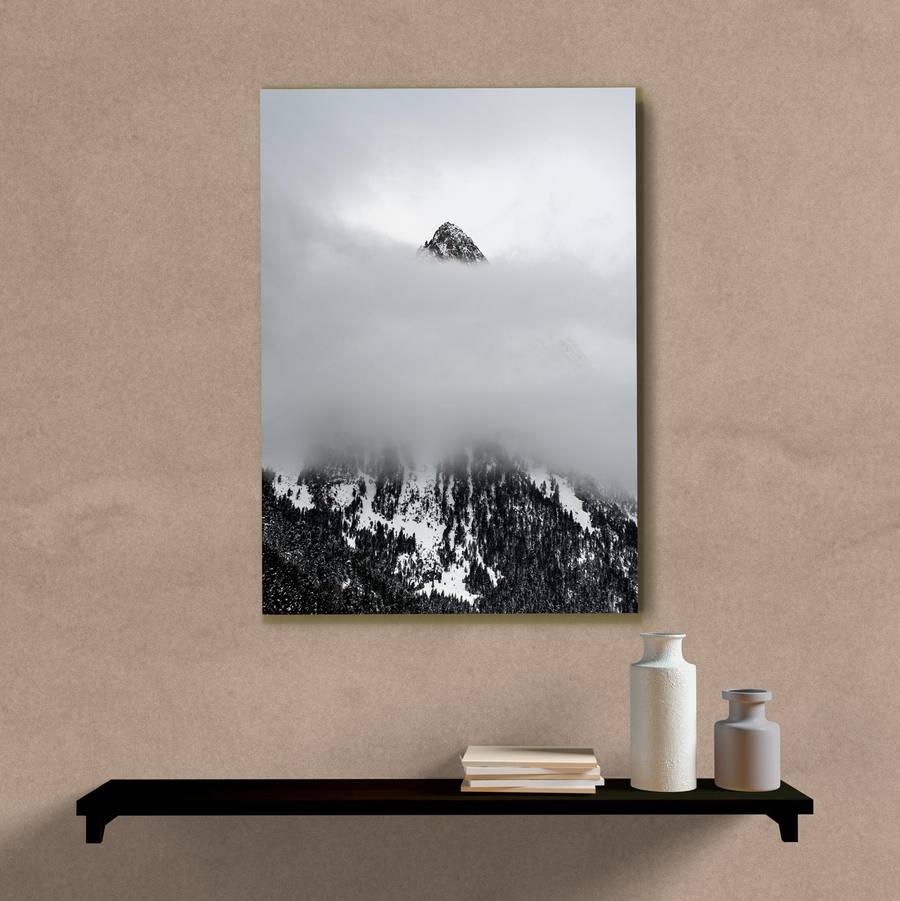 Quadro Decorativo Montanha Na Neve - quadro decorativo em ambiente decorado