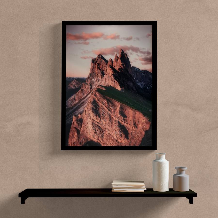 Quadro Decorativo Montanhas - detalhe da moldura e acabamento