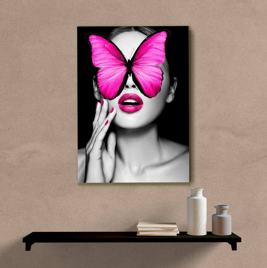 Quadro Decorativo Mulher com Borboleta Rosa II - imagem 5
