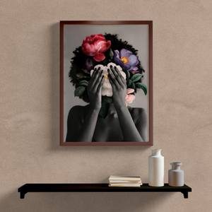 Quadro Decorativo Mulher com Flores - vista aproximada da impressão