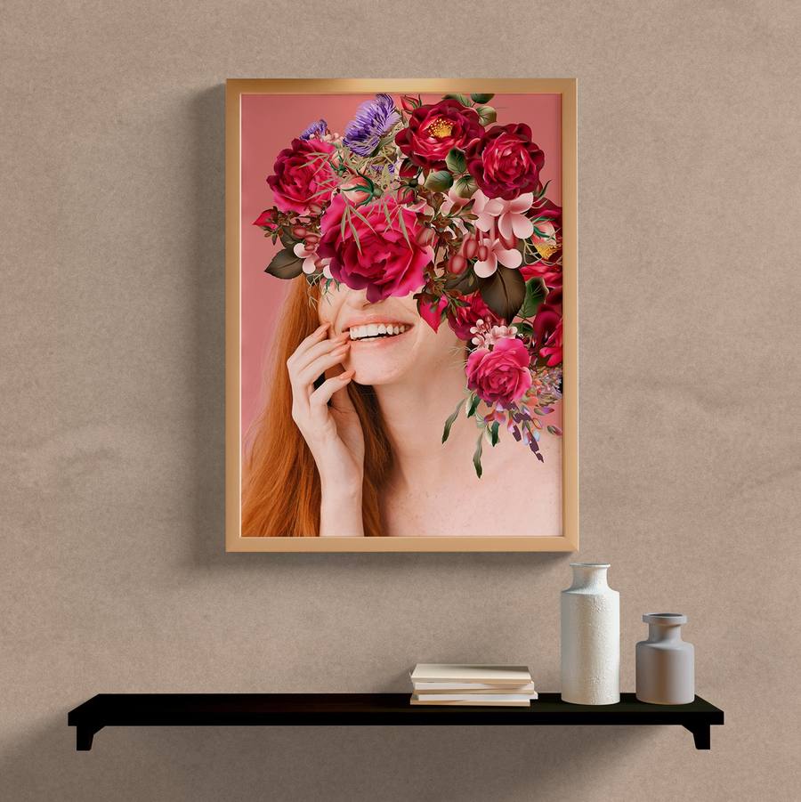 Quadro Mulher com Flores