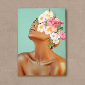 Placa Decorativa mulher com flores