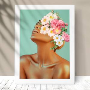 Quadro Decorativo Mulher com flores