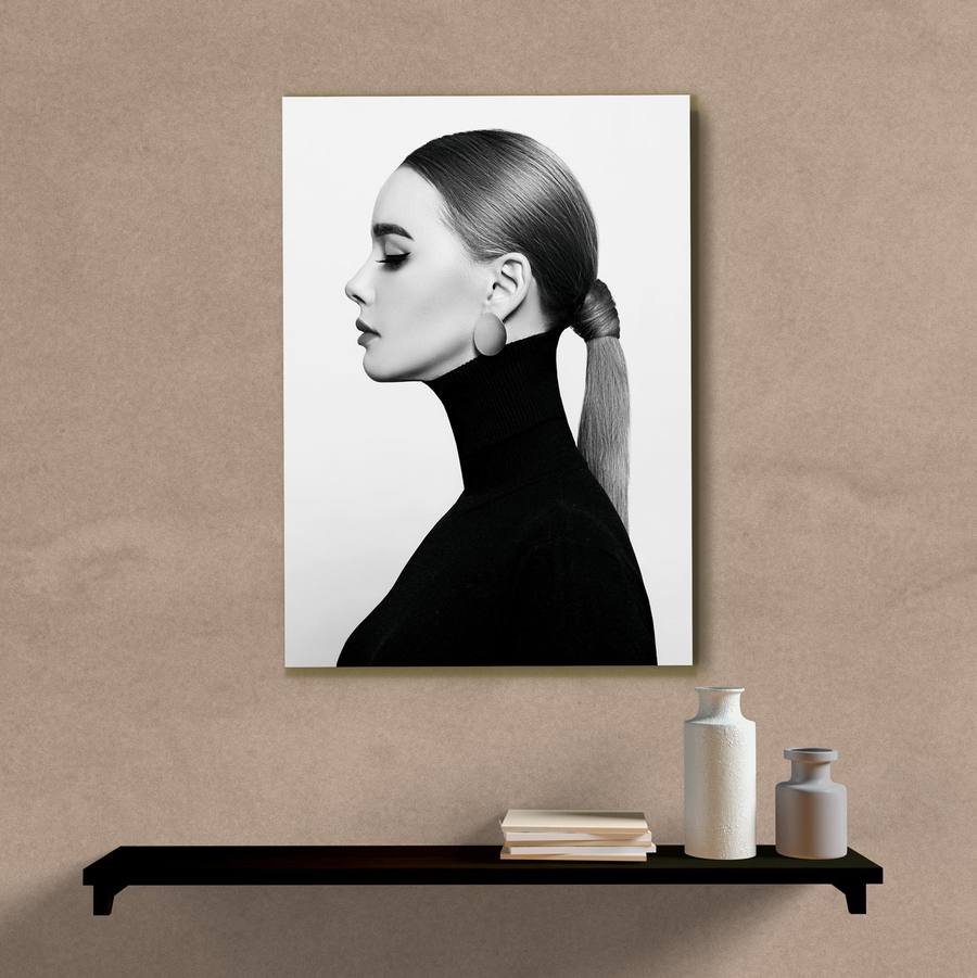 Quadro Decorativo Mulher Perfil P&B - imagem 5