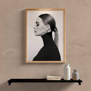 Quadro Decorativo Mulher Perfil P&B - quadro decorativo em ambiente decorado
