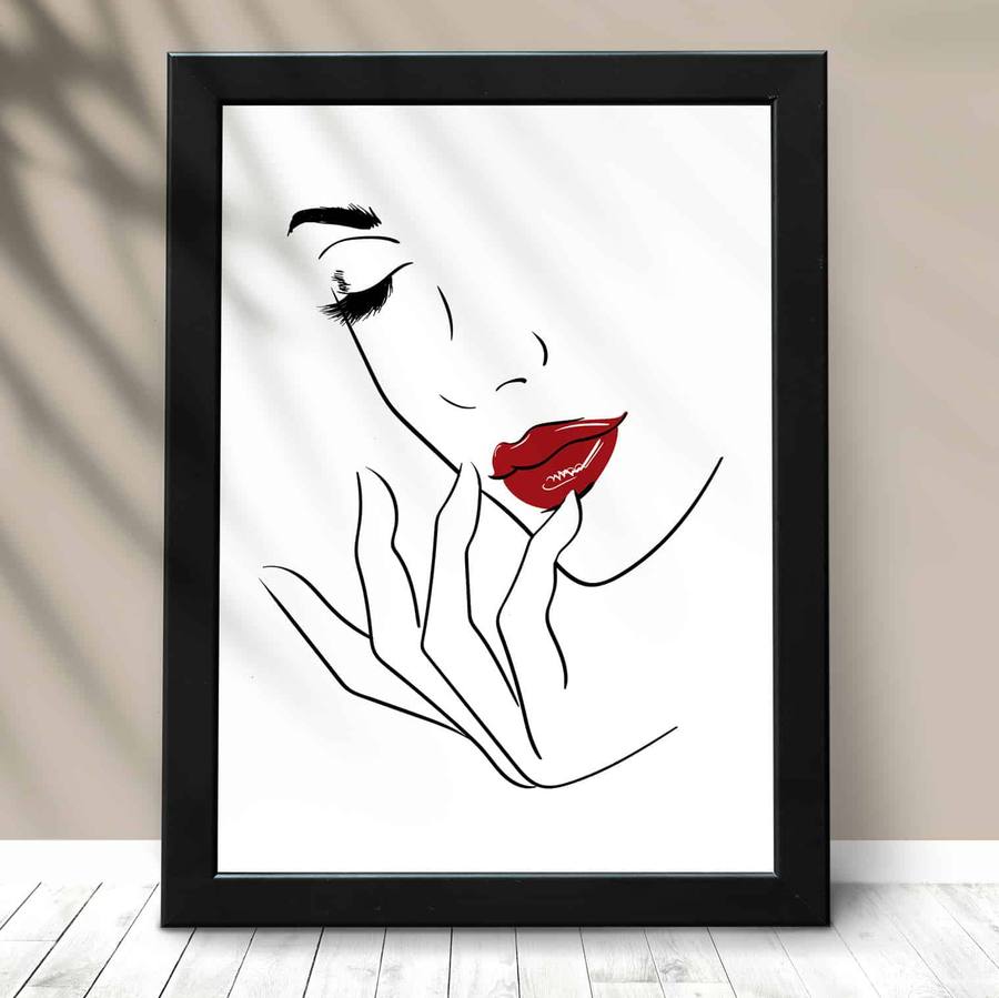 Quadro Decorativo Mulher - detalhe da moldura e acabamento