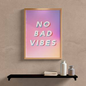 Quadro Decorativo No Bad Vibes - quadro decorativo em ambiente decorado