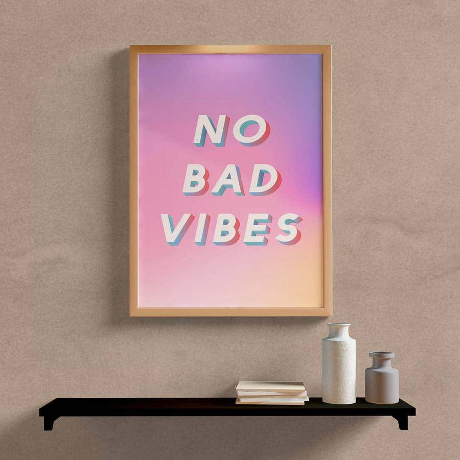 Quadro Decorativo No Bad Vibes - quadro decorativo em ambiente decorado