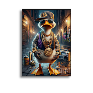 Quadro Decorativo O Pato do Hip-Hop - quadro decorativo em ambiente decorado