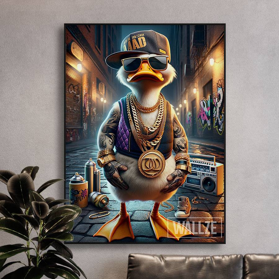 Quadro Decorativo O Pato do Hip-Hop | Wallze
