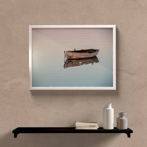 Quadro Decorativo Paisagem Barco Antigo - detalhe da moldura e acabamento