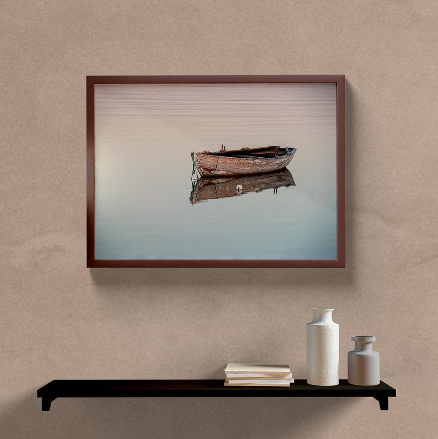 Quadro Decorativo Paisagem Barco Antigo - vista aproximada da impressão