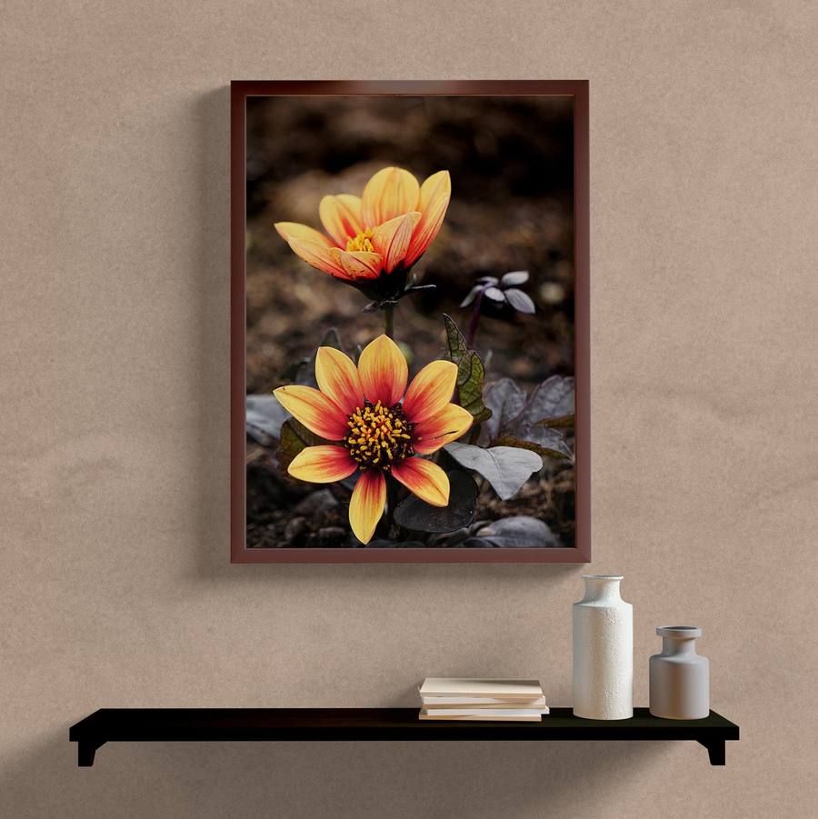 Quadro Decorativo Paisagem Flor com Pétalas Amarela - vista aproximada da impressão