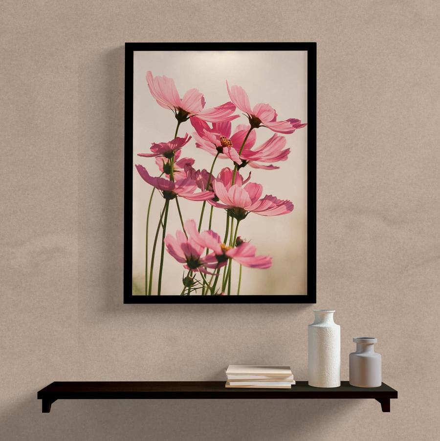 Quadro Decorativo Paisagem Flores - detalhe da moldura e acabamento