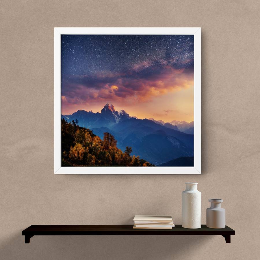 Quadro Decorativo Paisagem Montanha e Céu - detalhe da moldura e acabamento