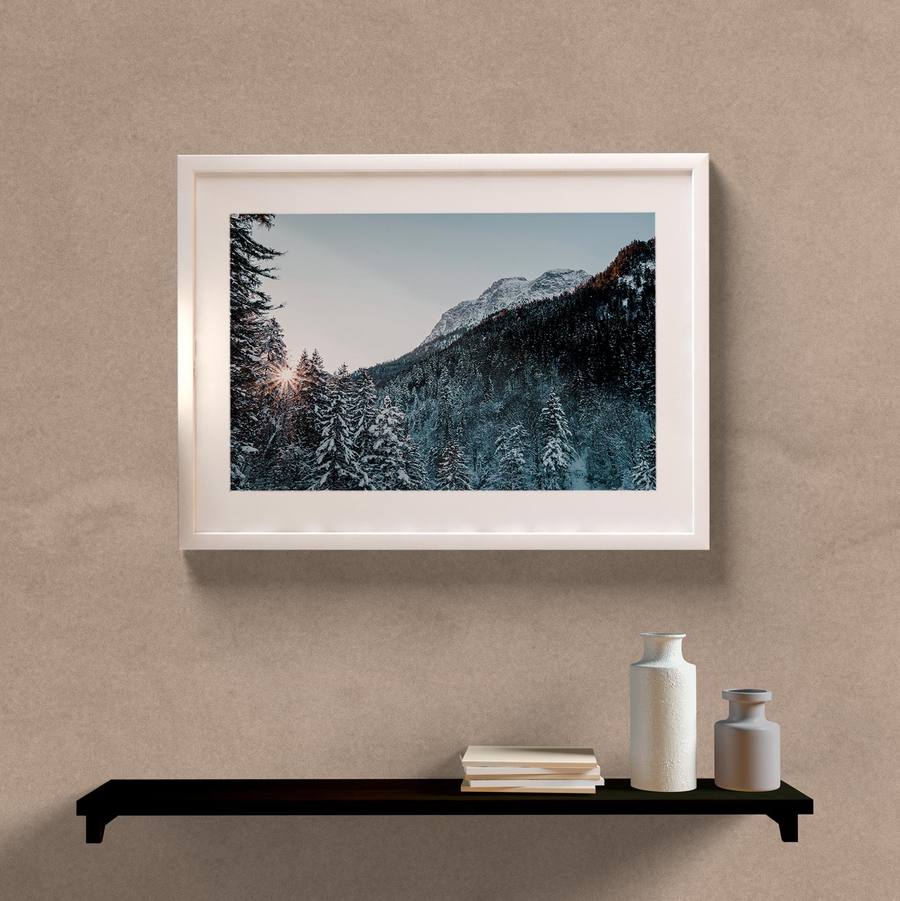 Quadro Decorativo Paisagem Montanha - detalhe da moldura e acabamento