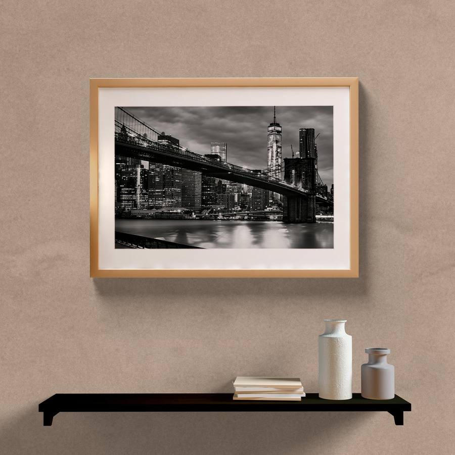 Quadro Decorativo Paisagem New York P&B - quadro decorativo em ambiente decorado