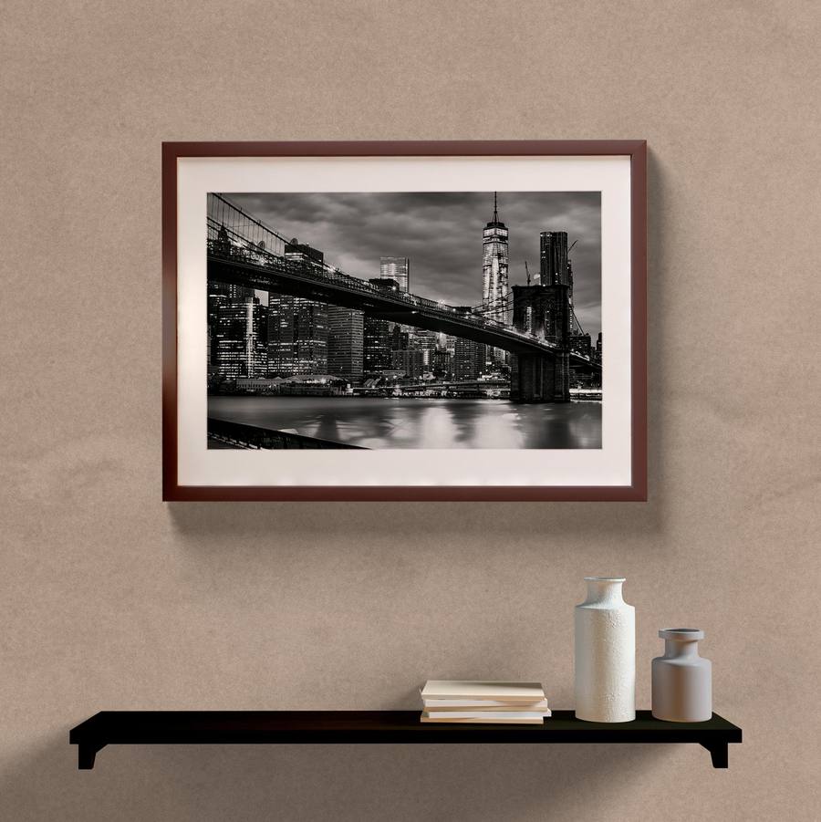Quadro Decorativo Paisagem New York P&B - vista aproximada da impressão