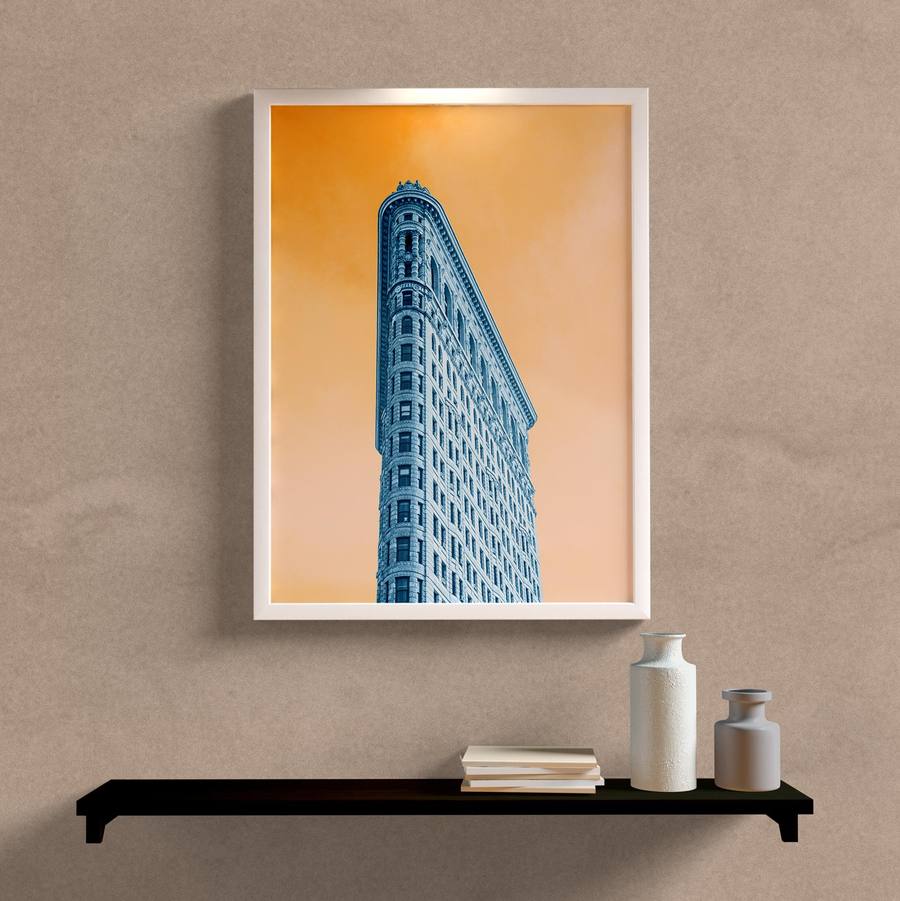 Quadro Decorativo Paisagem Prédio Colorido - detalhe da moldura e acabamento