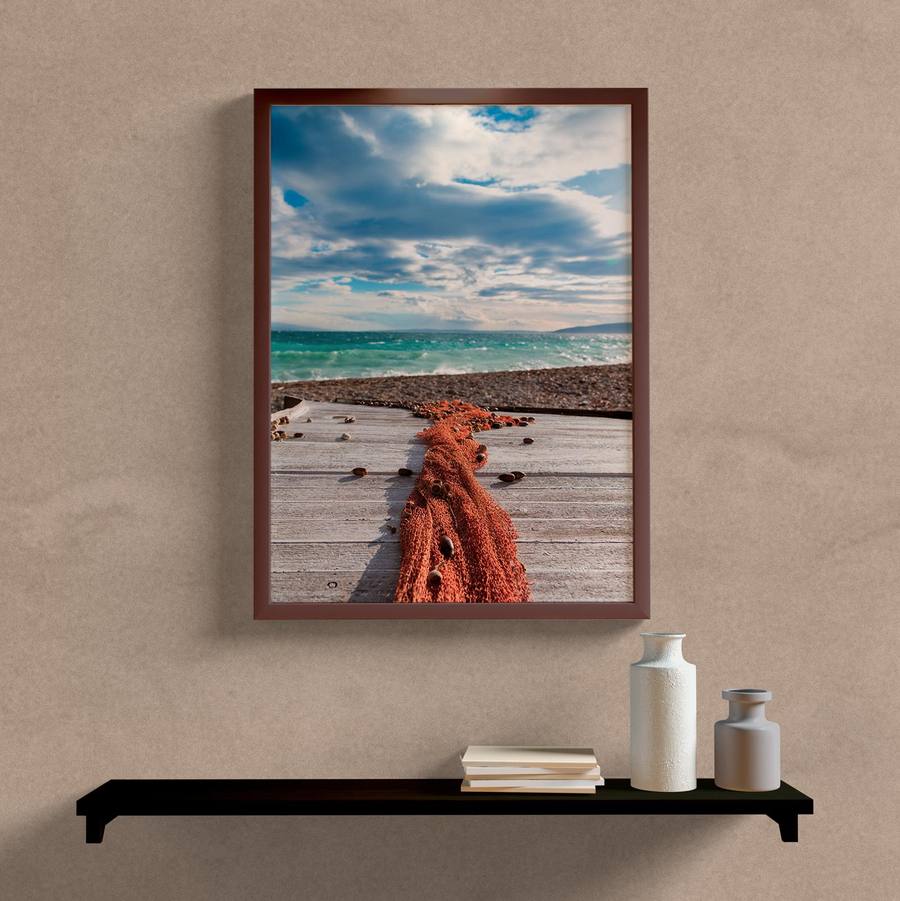 Quadro Decorativo Paisagem Rede de Pesca - vista aproximada da impressão