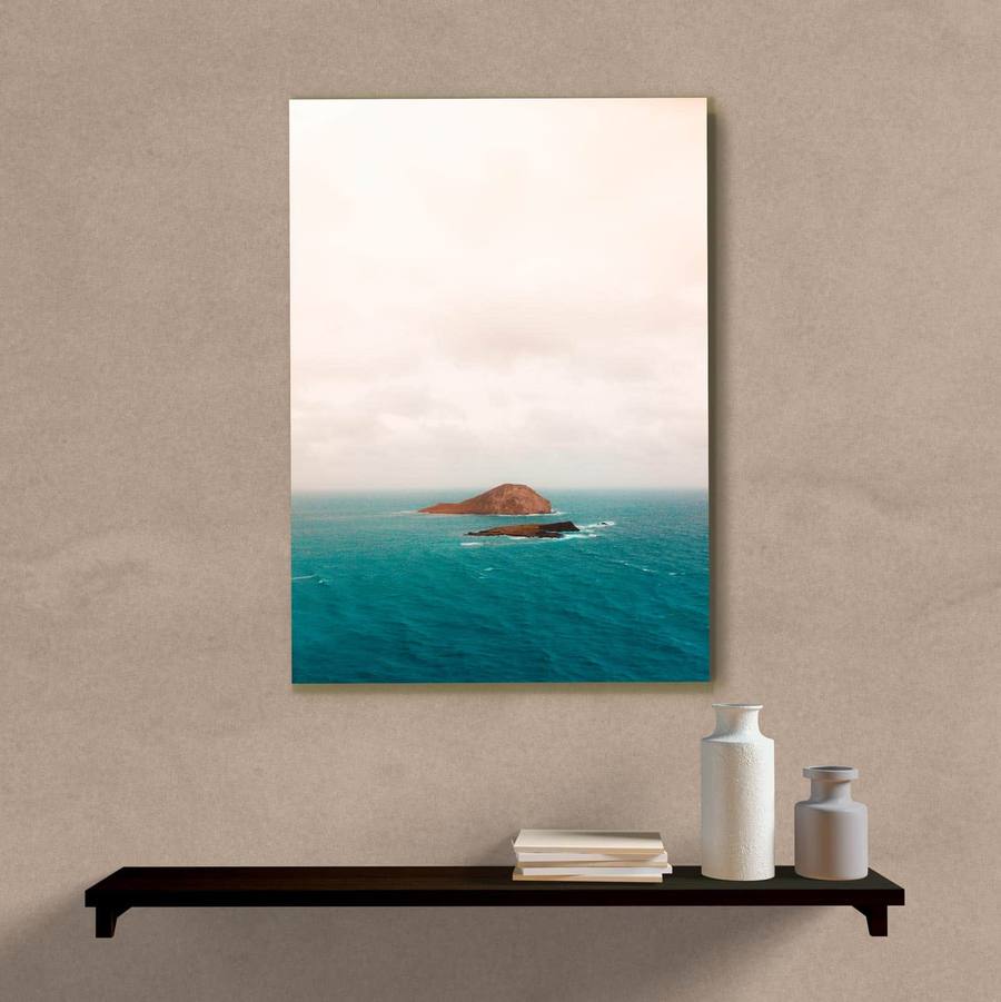 Quadro Decorativo Pequena Ilha no Mar - quadro decorativo em ambiente decorado