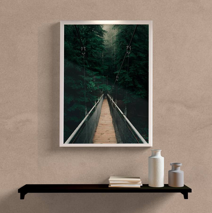Quadro decorativo ponte na floresta
