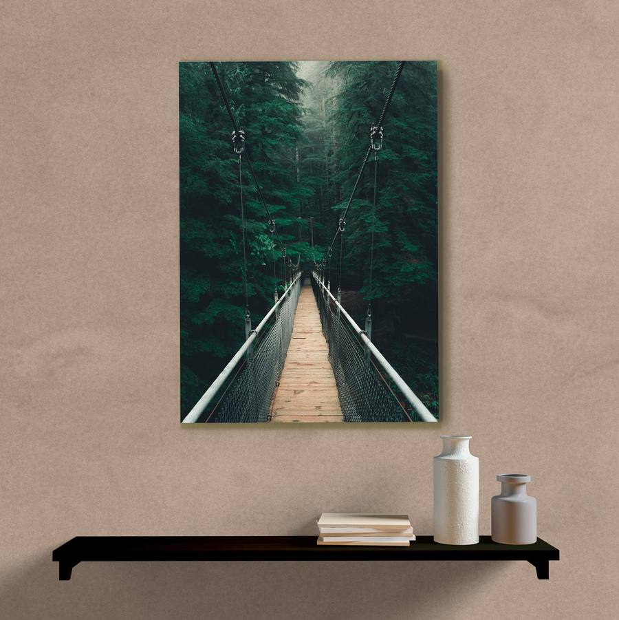 Quadro Decorativo Ponte Na Floresta - quadro decorativo em ambiente decorado