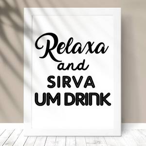 Quadro Decorativo Relaxa and Sirva um Drink - detalhe da moldura e acabamento