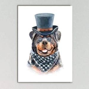 Quadro Decorativo Rottweiler - quadro decorativo em ambiente decorado